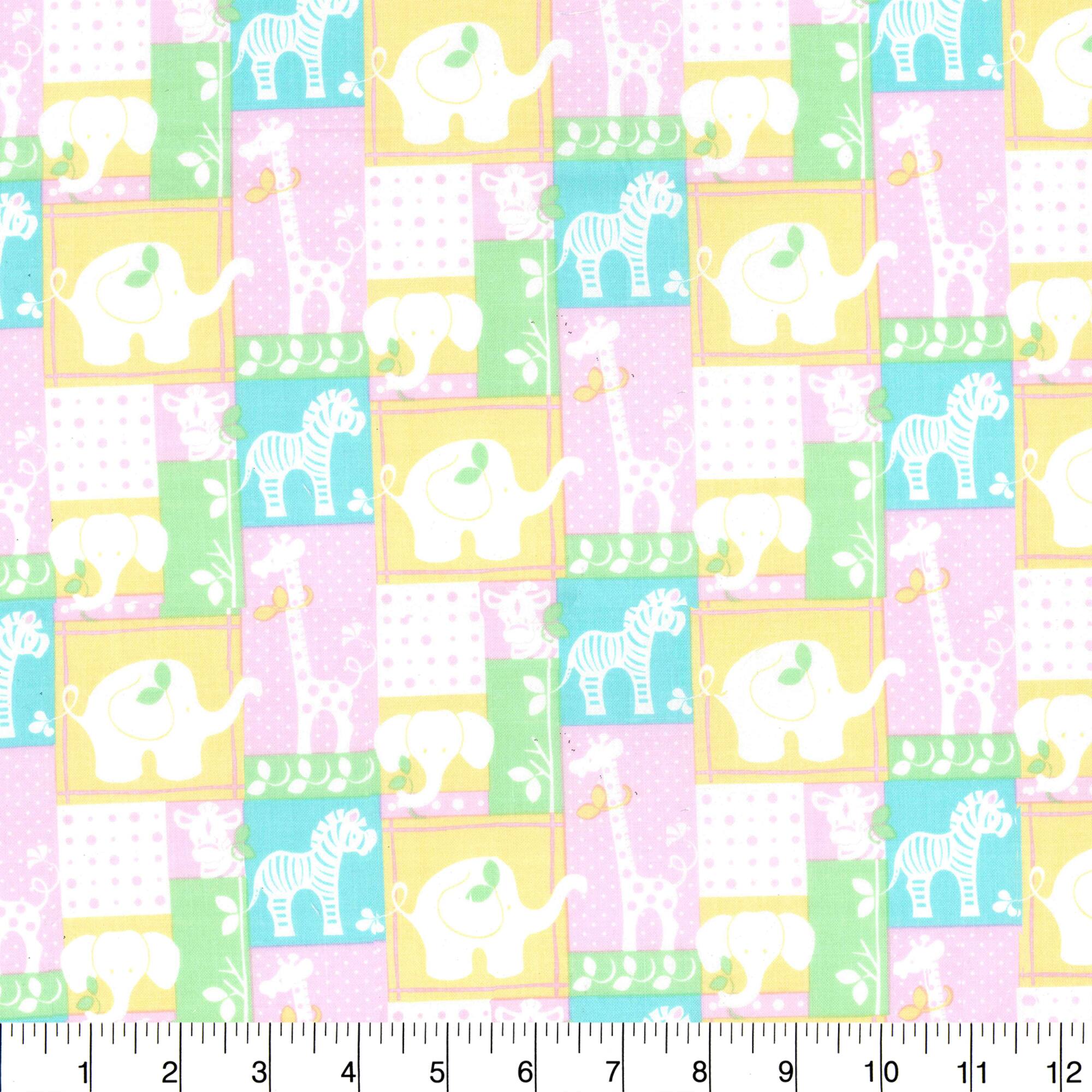 Fabric Traditions Pink Jungle Patch Cotton Fabric
